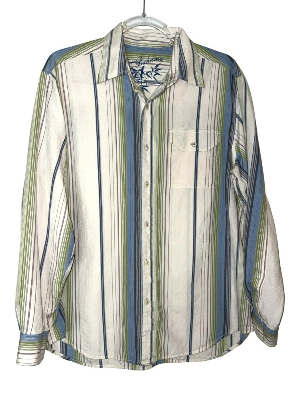 Tommy Bahama Men's Silk/Cotton Blend Long Sleeve Striped Button-Up Shirt M
